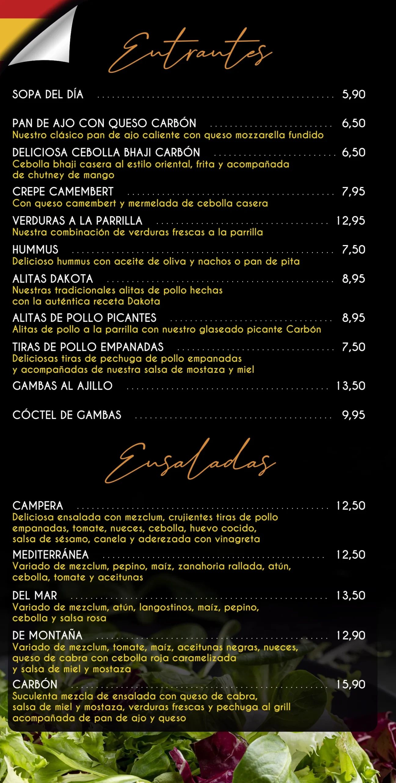 Carta El Carbón · Entrantes y ensaladas · Página 2