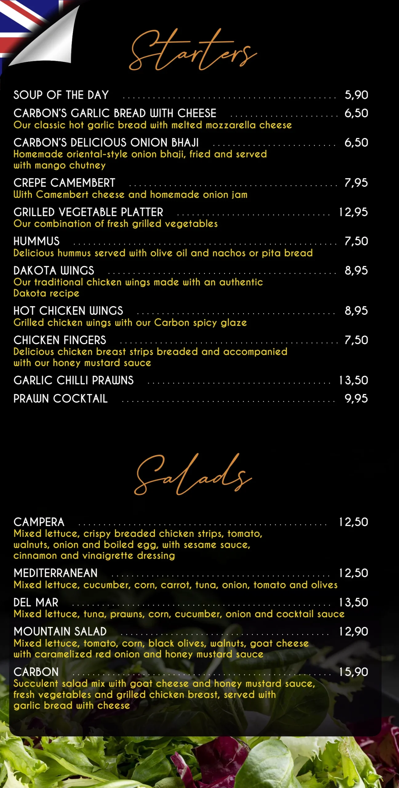 Carta El Carbón · Starters and salads · Página 6