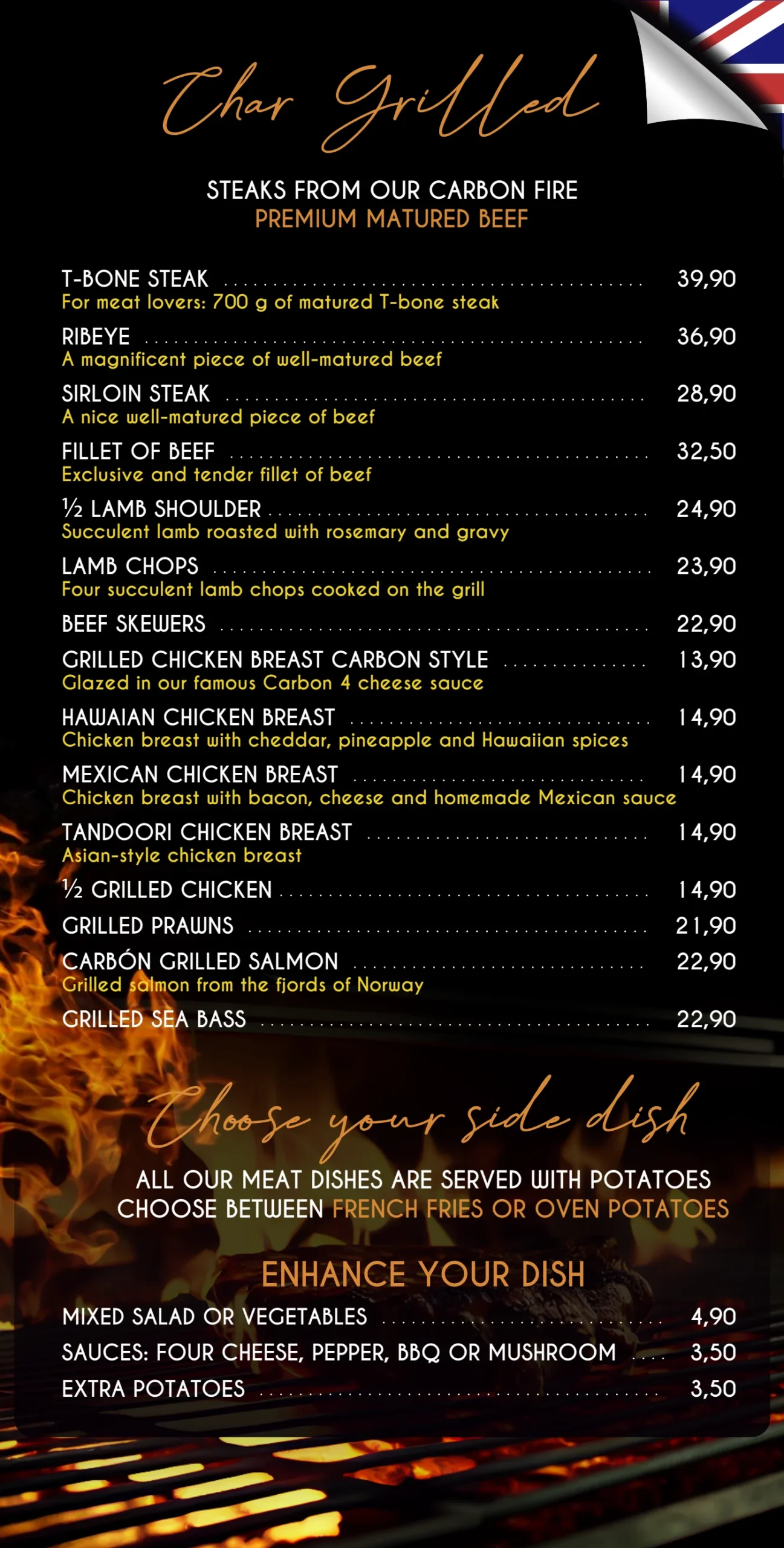 Carta El Carbón · Char grilled and side dishes · Página 7